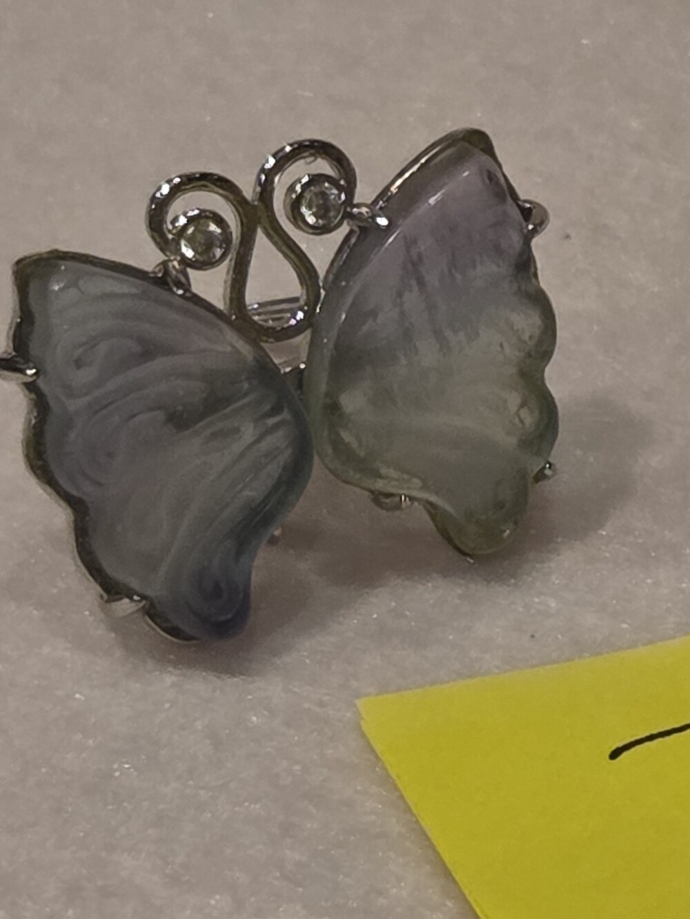 Sea Foam Blue-Green Fluorite Butterfly Ring is Gorgeous and adjustable